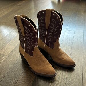 Tecovas Brown and Maroon Leather Boots